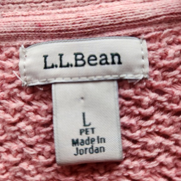 LLBean Dusty Rose Pink Textured Knit Cotton Button Front Cardigan Sweater,  L/P - Picture 2 of 11